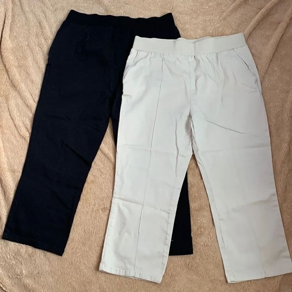 Maternity Announcements Set of 2 Cotton Capri Pants M Black/Tan
